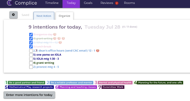 screenshot of a task list