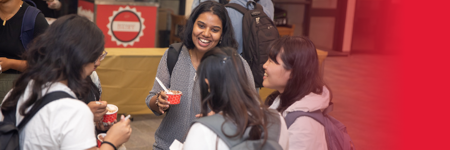 INFO Students at welcome event