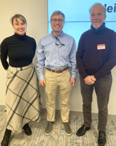From left to right, GEOG Chair and Professor Tatiana Loboda, Associate Professor Sergii Skakun and INFO College Dean Keith Marzullo.