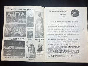 News clipping showing National Negro Opera Productions with images from Aida, alongside "The Story of the Guiding Spirit" piece by John B. Duncan about Mary Cardwell Dawson.