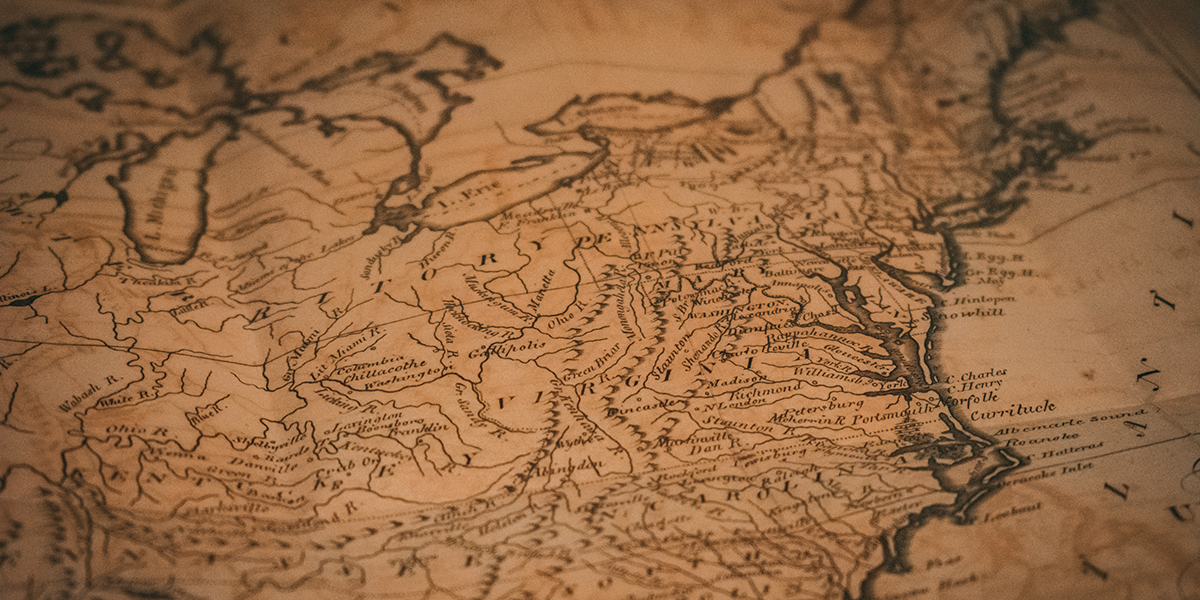 Vintage historical map of the Eastern United States and Ohio River Valley