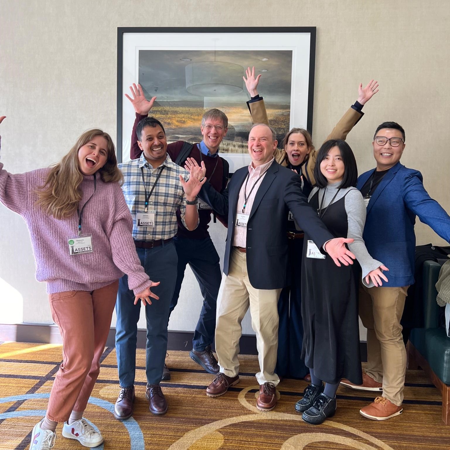 Left to right: Stephanie Valencia , Vaishnav Kameswaran, J. Bern Jordan, Jonathan Lazar, Rachel Wood, Rie Kamikubo, Ruipu Hu