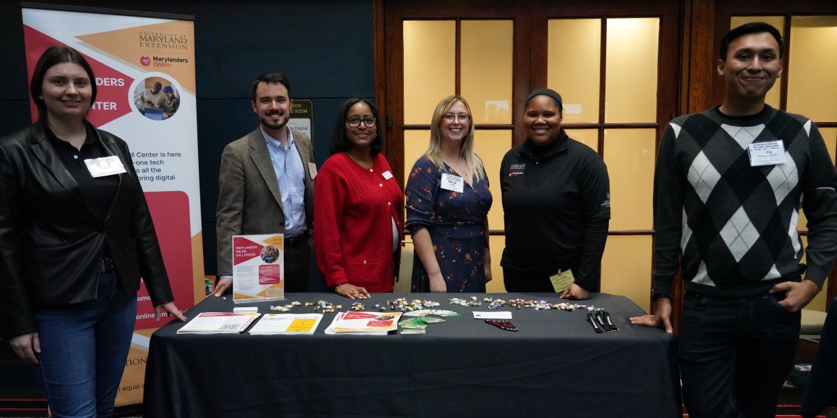 UME Tech Extension Educators, from left to right: Keri Grant, Blaise Brennan, Shelita Jackson, Maria Barga, Naimani Staley, Program Manager Vishnypriya Desai, and Aziz Hurtado Olson.