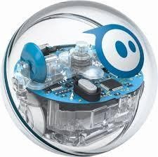 Sphero Robot, a transparent sphere with exposed hardware